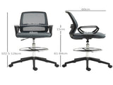 102.5-126cm Draughtsman Office Chair, with Footrest - Grey T3398P329505