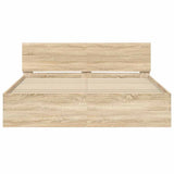 Bed Frame Sonoma Oak Engineered Wood Double Durable Bed Frame 3207499