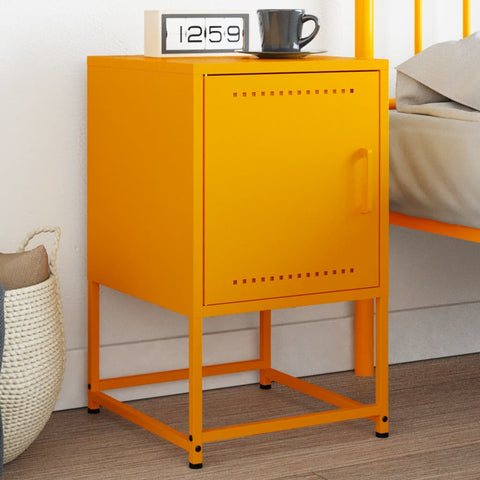 ZNTS Bedside Cabinet Mustard Yellow 36x39x60.5 cm Steel 846452