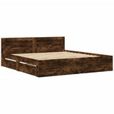 Bed Frame with Headboard without Mattress Smoked Oak 200x200 cm 3295538