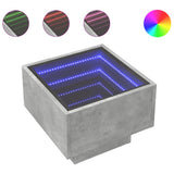 Bedside Table with Infinity LED Concrete Grey 40x40x30 cm 3284066