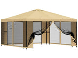 Garden Gazebo with Sidewalls 3 x 3 m Cream Polyester and Steel 900362