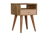 Solid Wood Mini Blush Hand Painted Bedside, 1 Drawer and Open Shelf, Beige B2743P402982