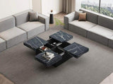 Modern square coffee table with marble look, Centre Tea Table with 4 Sliding Drawers, Coffee End N605P375112B