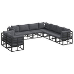 Garden Sofa Set with Cushion Black Aluminium 3378882