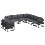 Garden Sofa Set with Cushion Black Aluminium 3378882