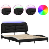 Bed Frame with LED without Mattress "Hvar" Black and White 160x200 cm 3213946