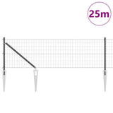 Euro Fence with Spikes 25 x 0.4 m PVC-Coated Steel Grey Mesh 3350676