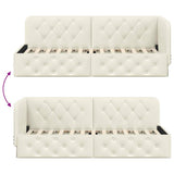 Corner Bed Frame with Headboard Cream 80 x 200 cm Velvet 42016520