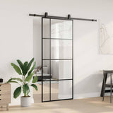 Sliding Door with Hardware Set Black 90x205 cm ESG Glass 3375870