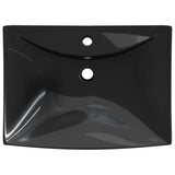 Black Luxury Ceramic Basin Rectangular with Overflow & Faucet Hole 140689