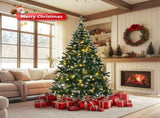 7 FT Snow Tipped Artificial Christmas Tree with DIY 150 Warm Lights, Remote Control, 1100 Branch 03739007