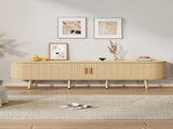 TV Stand with 2 Drawer 2 Sliding Doors 2-Tier Storage Shelf,Oval TV Cabinet Storage Sideboard with N605P339343E