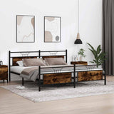 Metal Bed Frame without Mattress Smoked Oak 200x200 cm 3325096