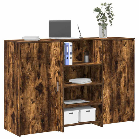 Reception Desk Smoked Oak 155x50x103.5 cm Engineered Wood 3324200