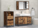 Bathroom Furniture Set with Door 3 pcs Old Wood Engineered Wood 3402536