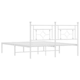 Metal Bed Frame without Mattress with Headboard White 150x200cm 374390