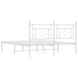 Metal Bed Frame without Mattress with Headboard White 150x200cm 374390