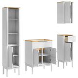Bathroom Furniture Set FLORO 4 pcs White Solid Pine Wood 3385886