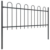 Garden Fence with Hoop Top Steel 714.5x80 cm Black 277650