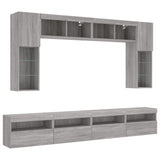 8 Piece TV Wall Cabinet Set with LED Lights Grey Sonoma 3216769