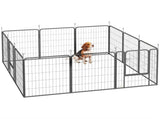 12-Panel Solid Dog Playpen with Doors, for Medium Dogs, 80cm High, Black T3398P349748