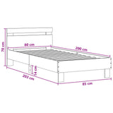 Bed Frame with LED Concrete Grey 80 x 200 cm Engineered Wood 8008997