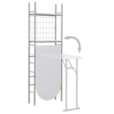 3 Piece Folding Dining Set with Storage Rack MDF and Steel White 284403