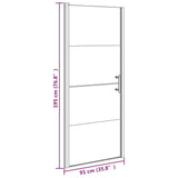 Shower Door 91x195 cm Half Frosted Tempered Glass Black 151866
