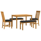 Dining Set 5 pcs Black Solid Oak Wood 3430286