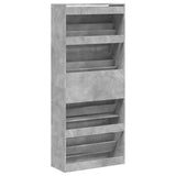 Shoe Cabinet with 4 Flip-Drawers Concrete Grey 80x34x187.5 cm 3214381