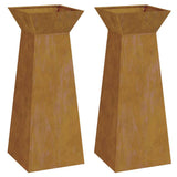 Pillar Planter 2 pcs Silver 40 x 40 x 100 cm Weathering Steel 873865