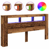 LED Headboard Old Wood 200x18,5x103,5 cm Engineered Wood 857692