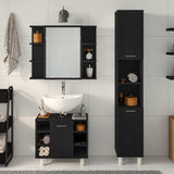 Bathroom Furniture Set with Door 3 pcs Black 30 x 30 x 179.5 cm 3333049