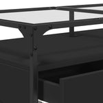 ZNTS Coffee Table with Glass Top Black 98.5x50x45 cm Steel 846044