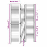 Room Divider 3 Panels White Solid Wood Paulownia 358829