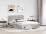 Bed Frame Concrete Grey 135 x 190 cm Engineered Wood 3412795