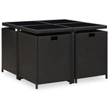 9 Piece Outdoor Dining Set with Cushions Poly Rattan Black 42597
