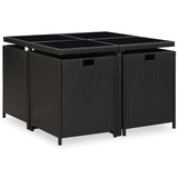 Patio Furniture Black Steel, PE Rattan, Glass, Polyester 42597