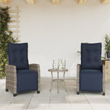 Reclining Garden Chairs 2 pcs with Footrest Grey Poly Rattan 365247