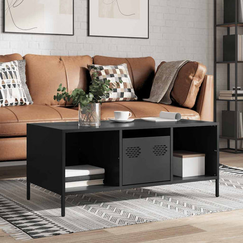 ZNTS Coffee Table Black 101.5x50x43.5 cm Cold-rolled Steel 851274