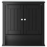 Bathroom Wall Cabinet Black Solid pine wood, engineered wood, metal 358551