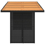 Garden Table with Acacia Wood Top Black 190x80x75 cm Poly Rattan 365600