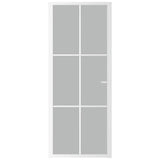 Interior Door 83x201.5 cm White Matt Glass and Aluminium 350581