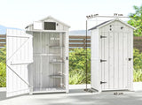 Small Shed, Tall Slim Wooden Garden Shed with 3 Removable Shelves and Roof Hatch, Compact Outdoor T3398P549450