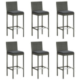 7 Piece Garden Bar Set with Cushions Poly Rattan Grey 3095444