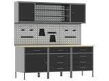 Work Cabinet 7 pcs Black and Grey Engineered Wood and Steel 3321448