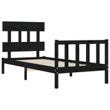 Bed Frame without Mattress Black Small Single Solid Wood Pine 3193300