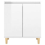 Sideboard&Solid Wood Legs High Gloss White 60x35x70cm Engineered Wood 806073