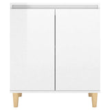 Sideboard&Solid Wood Legs High Gloss White 60x35x70cm Engineered Wood 806073
